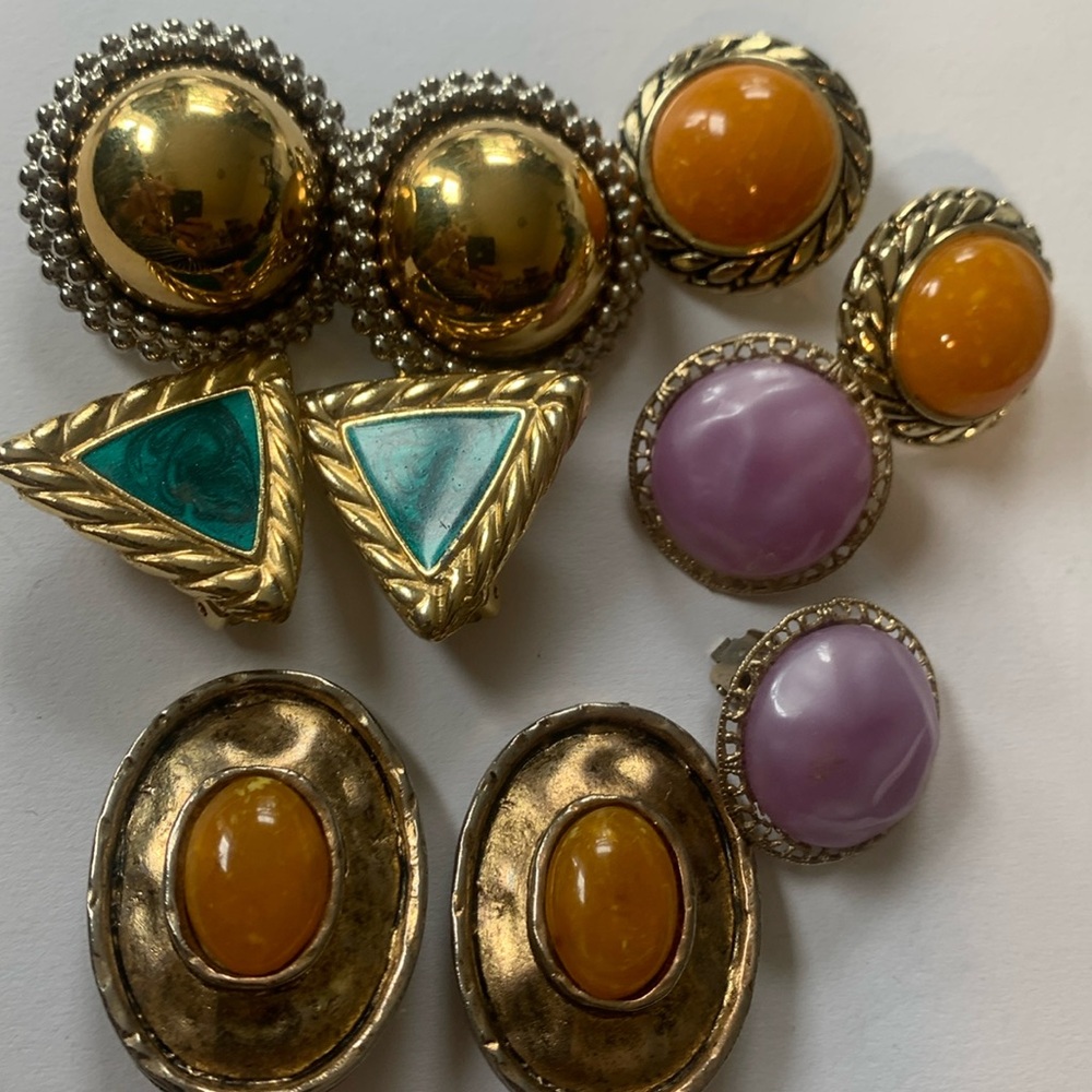 Gold and Purple Geometric Earrings Collection - Picture 3 of 16
